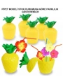 Ananas Hawaii Luau Aloha Pipetli İçecek Kabı Bardak 10x13 Cm 1 Adet