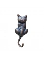 Antika Tarz Dekoratif Pirinç Kedi Sırt Kapı Tokmağı, Taktak - 160x65mm, Oksit