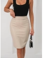 Arkadan yırtmaçlı kalem etek bej