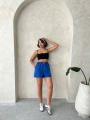 Armalı keten şort saks mavisi s251003