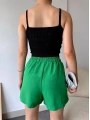 Armalı keten şort yeşil s251003
