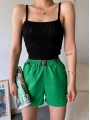 Armalı keten şort yeşil s251003