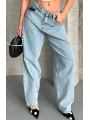 Baggy kar yıkama buz mavi jeans pantolon d2007