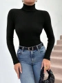 Balıkçı yaka dar kesim kaşkorse kazak siyah w3103