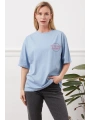 Baskılı tişört mavi