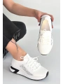 Belan Beyaz Triko Bağcıklı Spor Ayakkabı