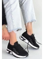 Belan Siyah Triko Bağcıklı Spor Ayakkabı