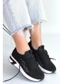 Belan Siyah Triko Bağcıklı Spor Ayakkabı