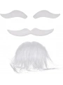 Beyaz Renk Kendinden Yapışkanlı Takma Sakal Bıyık Ve Kaş Seti