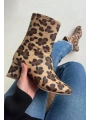 Birta Leopar Cilt Streç Topuklu Bot