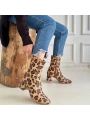 Birta Leopar Cilt Streç Topuklu Bot