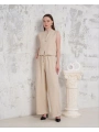 Broşlu yelek pantolon takım bej s255821