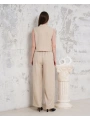Broşlu yelek pantolon takım bej s255821