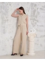 Broşlu yelek pantolon takım bej s255821