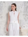 Broşlu yelek pantolon takım beyaz s255821