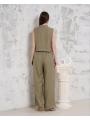 Broşlu yelek pantolon takım haki s255821