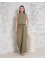 Broşlu yelek pantolon takım haki s255821