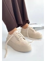 Carin Bej Keten Bağcıklı Spor Ayakkabı