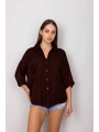 Cepli salaş gömlek koyu kahve t1010