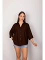 Cepli salaş gömlek koyu kahve t1010