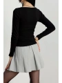 Çerçeve yaka kaşkorse bluz siyah