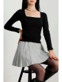 Çerçeve yaka kaşkorse bluz siyah
