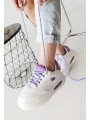 Chris Beyaz Cilt Lila Detaylı Bağcıklı Spor Ayakkabı