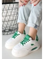 Chris Beyaz Cilt Yeşil Detaylı Bağcıklı Spor Ayakkabı