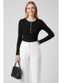 Çıtçıt Detaylı Bluz Siyah T4343