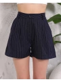 Çizgili düğmeli şort siyah s2551251