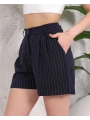 Çizgili düğmeli şort siyah s2551251