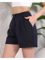 Çizgili düğmeli şort siyah s2551251
