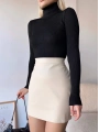 Düz deri etek bej h24468