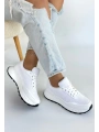 Edva Beyaz Cilt Bağcıklı Spor Ayakkabı
