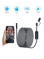 Endoskop Yılan Video Kamera Ios Ve Android Uyumlu Led’li 10 Metre 8 Mm Sert Kablo 2mp