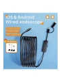 Endoskop Yılan Video Kamera Ios Ve Android Uyumlu Led’li 10 Metre 8 Mm Sert Kablo 2mp