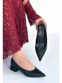 Ferla Siyah Cilt Topuklu Ayakkabı