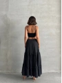 Fırfırlı brodeli astarlı uzun etek siyah s255047