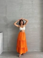 Fırfırlı brodeli astarlı uzun etek turuncu s255047