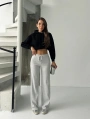 Fit comfort gri salaş pantolon A6011