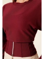 Fitilli Bisiklet Yaka İkili Bluz bordo T4341