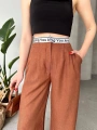 Flamlı kahve pantolon