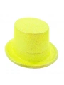 Floresan Sarı Renk Simli Uzun Fötr Melon Şapka 12 Cm