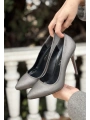 Hillar Platin Saten Stiletto Ayakkabı