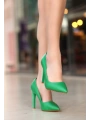 Hillar Yeşil Cilt Stiletto Ayakkabı