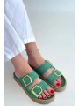İces Yeşil Nubuk Terlik