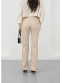 İspanyol yırtmaçlı paça deri pantolon bej hn