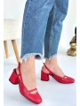 Jecci Kırmızı Cilt Topuklu Ayakkabı