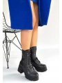 Jones Siyah Cilt Bağcıklı Topuklu Bot