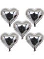 Kalp Şekilli Gümüş Renk Folyo Balon 45 Cm 5 Adet